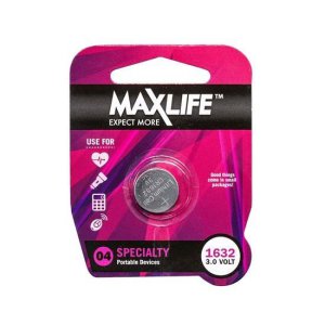 BATTERY LITHIUM BUTTON CELL 1PK CR1632 MAXLIFE