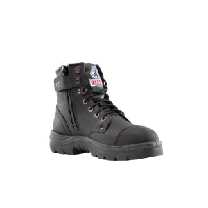 BOOT LACE UP ZIP ARGYLE SCUFF CAP BLK 7 STEEL BLUE