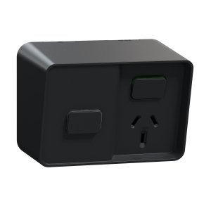 SOCKET SINGLE EX SWITCH W TIMER 10A 250V BK BLACK ICONIC