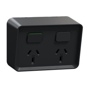 SOCKET DOUBLE 10A 250V BK BLACK ICONIC