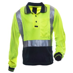 POLO L/S HIS VIS YLW/NVY 8XL 801087