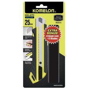 KNIFE SNAP OFF HIGH VIZ 25MM KOMELON 3 BLADES W/CASE