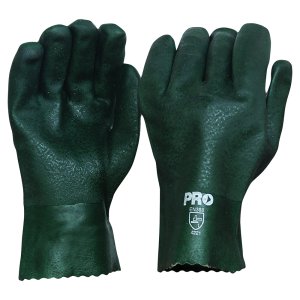 GLOVE DOUBLE DIPPED 27CM PVC GRN PVC27DD