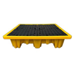 SPILL PALLET 4 DRUM 100% PE 250L SUMP YLW 1.3X1.3X0.3M