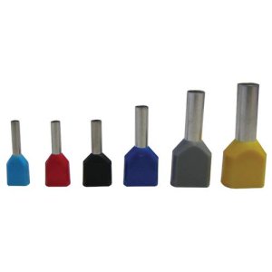 BOOTLACE TWIN TERMINAL INS BLUE 2X2.5MM PK100 ALCO