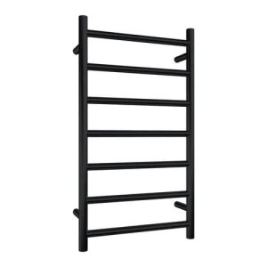 TOWEL RAIL ROUND LADDER 7 BAR MATTE BLK 800X450 EVOKE