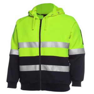 HOODIE HI VIS D/N FULL ZIP LIME/NVY L JBS WEAR