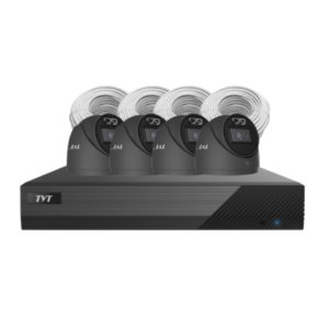 KIT CCTV 4X6MP BLACK CAMERA & 4CHNVR 2TB HDD 4XCAT5 TVT