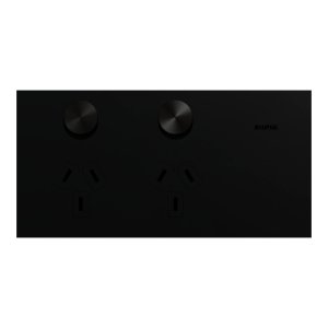 SOCKET SW HORZ TWIN 10A EBONY ALUM SOLIS T