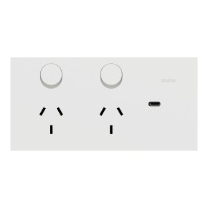 SOCKET SW HORZ TWIN 1EX USBC 10A MATTE WHT SOLIS