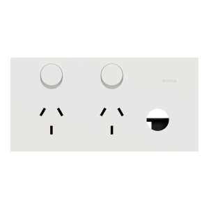 SOCKET SW HORZ TWIN 1EX BLANK 10A MATTE WHT SOLIS