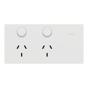 SOCKET SW HORZ TWIN 10A MATTE WHT SOLIS