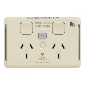 RCD 10MA TWIN SOCKET 10A HORIZONTAL BG CLIPSAL