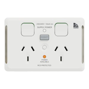 RCD 10MA TWIN SOCKET 10A HORIZONTAL WE CLIPSAL