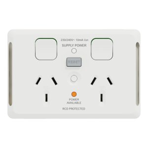 RCD 10MA TWIN SOCKET 10A HORIZONTAL XW PDL