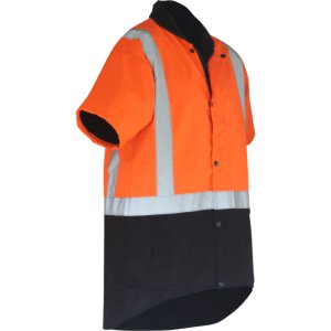 VEST D/N OILSKIN SHORT SLEEVE FLOR/BR XL CAUTION