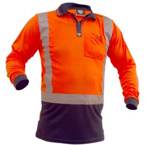 POLO D/N L/S M/FIBRE FLOR/NA S CAUTION