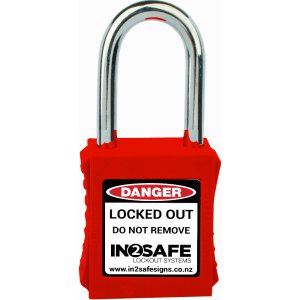 LOCKOUT PADLOCK STANDARD KEYED ALIKE RED ESKO