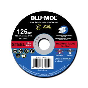 CUT-OFF WHEEL METAL 125 X 1.0 X 22MM BLU-MOL 10PK TIN CASE