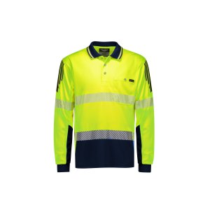 POLO MENS L/S HI VIS FLUX SEGMENTED Y/N XL SYZMIK