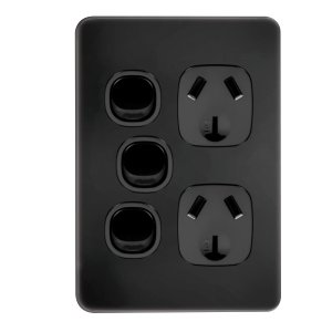 POWERPOINT VERTICAL X SWITCH 10A BLACK VYNCO METRO