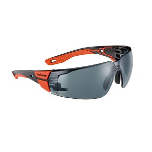 SAFETY GLASSES RUSH+ 2.0 PC SMOKE LENS PLAT BLK/RED GREY