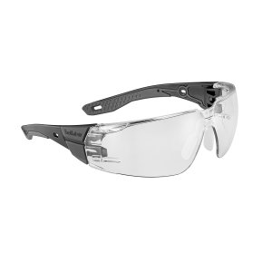 SAFETY GLASSES RUSH+ 2.0 SM PC CLR LENS PLAT BLK/GRY CLEAR