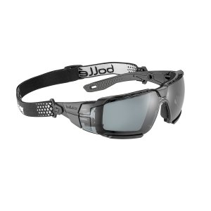 SAFETY GLASSES RUSH+ 2.0 XP PC SMOKE LENS PLAT BLK/GRY GREY