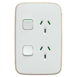 SOCKET SW VERT TWIN 10A 230/240V PDL