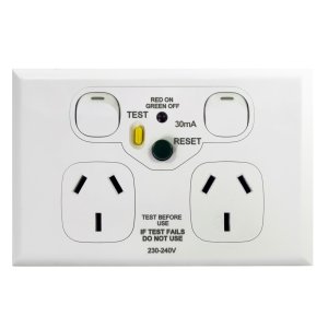 RCD POWERPOINT 2 GANG 30MA WHITE VYNCO HOME