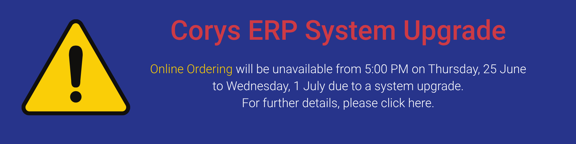 Corys System Upgrade Banner
